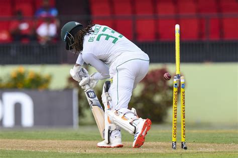 Tony de Zorzi's stumps were left in a mess by an inswinger ...