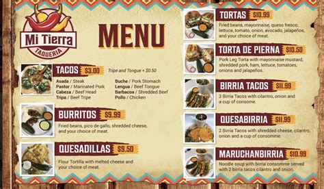 Mi Tierra Taqueria Food Truck menu in Burnsville, Minnesota, USA