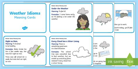 Weather Idioms Meaning Cards (teacher made) - Twinkl