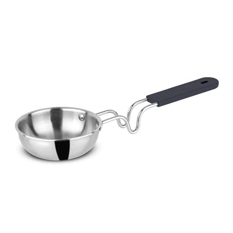 Orange Stainless Steel Triply Tadka Pan/Vaghariya Pan 12 cm with Stay ...
