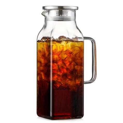 Amazon.com: 2 Quart (2 Liter 68 oz) Square Glass Pitcher with Lid and ...