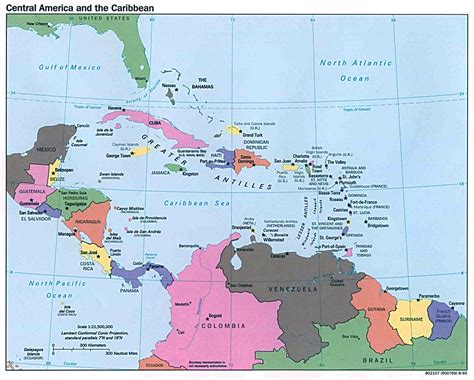 Mapa político grande de América Central y el Caribe con capitales ...