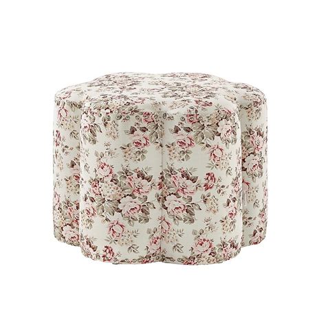 Rustic Manor Bronx Old World/Vintage Cluster Red Linen Abstract Ottoman ...