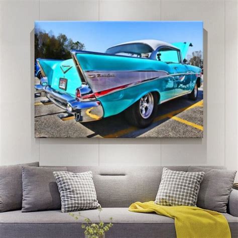Blue Antique Car Wall Art /blue Perfect Car Canvas Print /cars Canvas Wall Arts /best Cars Wall ...