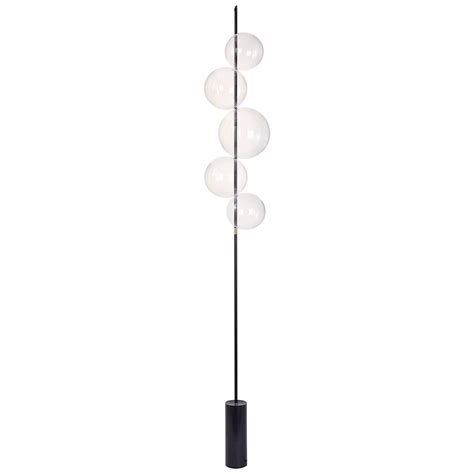 Grandine Five Lights Contemporary Floor Lamp Brushed Brass Blown Glass ...