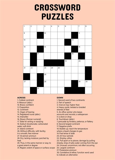 Large Print Crossword Puzzles Pdf - Printable Coloring Free