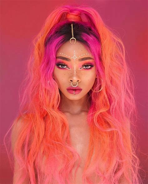 Pin by 🌙 on effervescent trinket | Creative hair color, Pink and orange ...