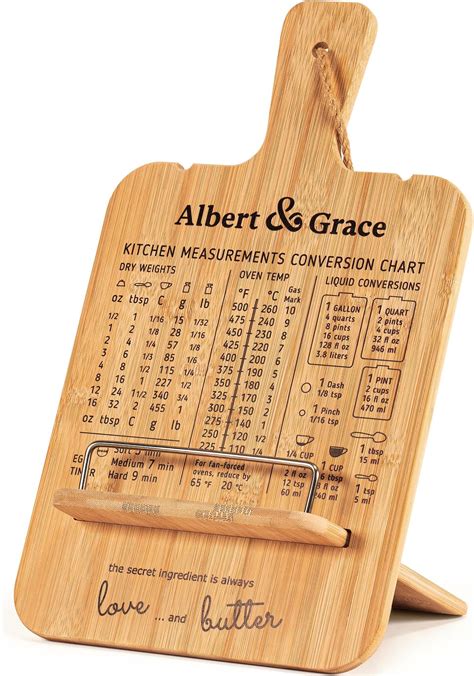Amazon.com: Albert&Grace Adjustable Bamboo Cookbook Stand with ...