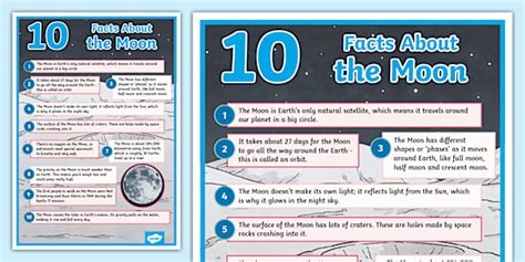 10 Facts About the Moon Display Poster (teacher made)