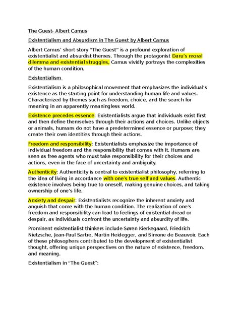 The Guest - Summary B.A English Language and Literature - The Guest ...