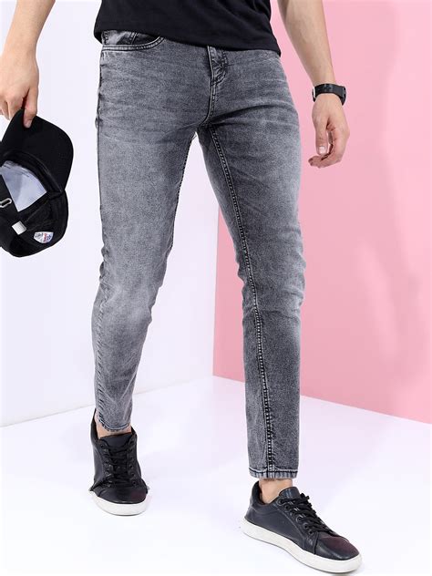 HIGHLANDER Men Grey Tapered Fit Heavy Fade Stretchable Jeans - Price ...