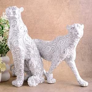 Buy Swastik Art & craftWhite Panther Animal Showpiece Antique Sculpture ...