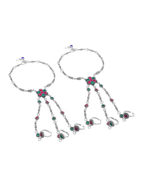 Jaynen Oxidised Anklets/pajeb/with Toe Ring|For Indian Women and Girls ...