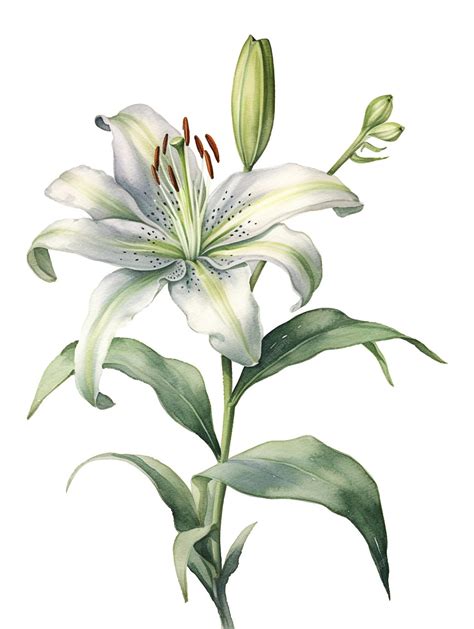 Premium AI Image | Water color lily flower on blank white background