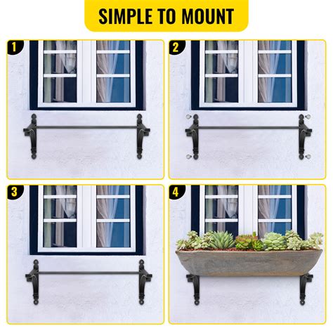 VEVOR Window Box Brackets 88lbs Planter Box Brackets 24 x 10.5 x 10 in ...