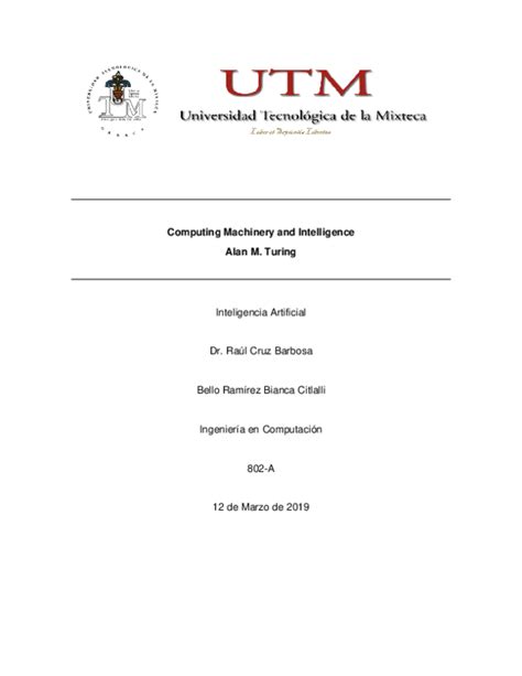 Image result for Computing Machinery and Intelligence Summary