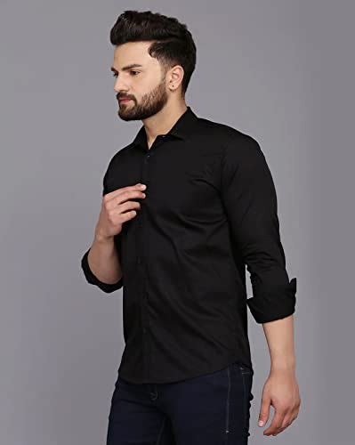 Buy Gauri Laxmi Enterprise Men's Solid Regular Fit Shirt (SHRT PLN BLK ...