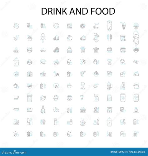 Drink and Food Icons, Signs, Outline Symbols, Concept Linear ...