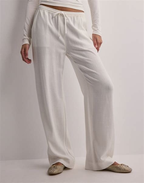 Kjøp Nelly Pull On Linen Pants - White | Nelly.com