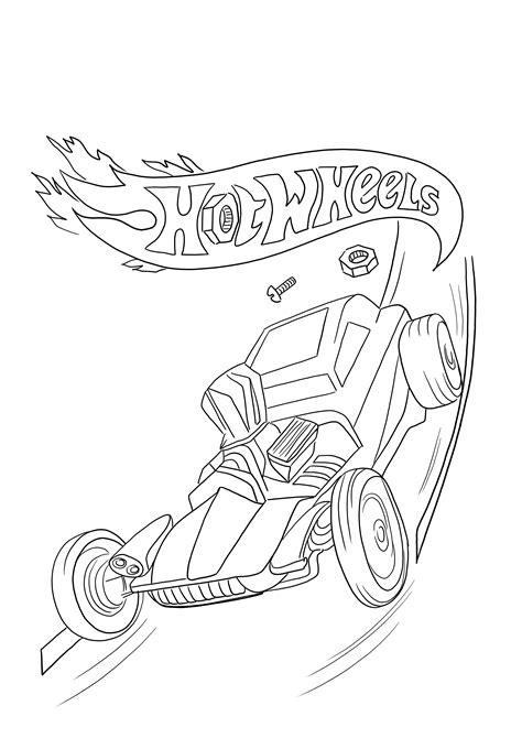 Easy coloring of Hot Wheels page for kids to learn about cars and the ...