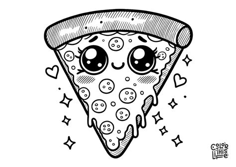 Cute Pizza Coloring Pages