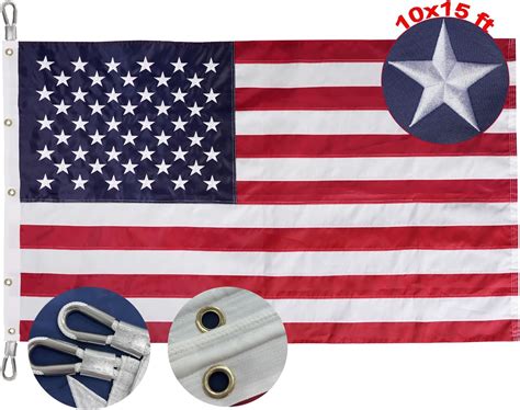 Amazon.com : Bradford Large American Flag 10x15 ft Embroidered Stars ...