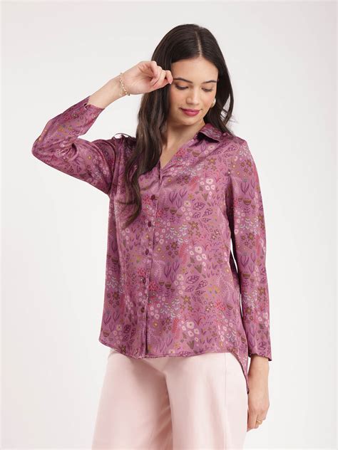 Buy Purple Satin Shirt Online | FableStreet