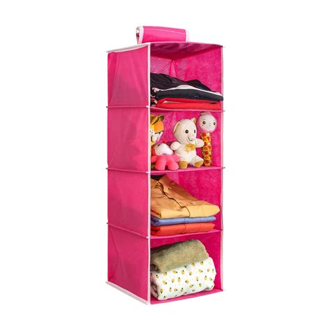 PrettyKrafts Hanging 4 Shelves Wardrobe Organiser - Pink : Amazon.in ...