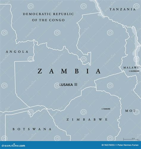 Zambia political map stock vector. Illustration of congo - 96570055
