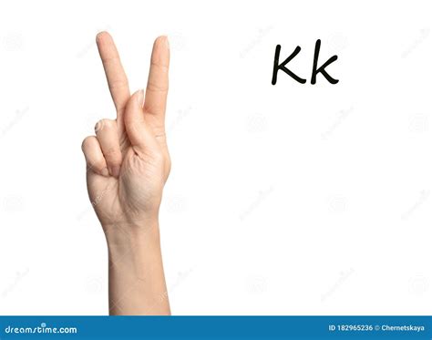 Woman Showing Letter K on Background, Closeup. Sign Language Stock ...