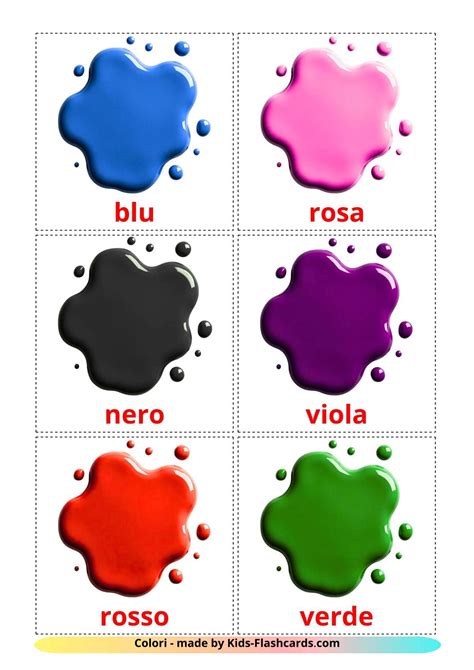 21 Flashcard GRATUITE sui Colori in 4 Formati PDF | Immagini in Italiano