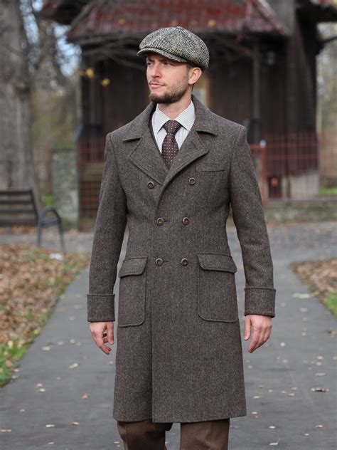 Men's Doublebreasted Tweed Overcoat, Ulster Coat, Greatcoat, Peaky ...