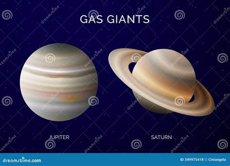 Gas Giants Planets Illustration with Jupiter and Saturn Stock Vector ...