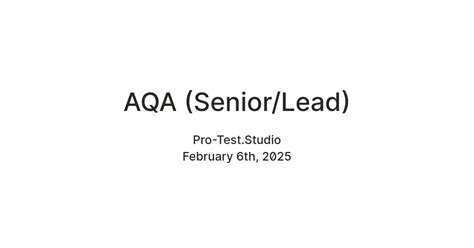 AQA (Senior/Lead) — Teletype