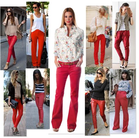 Outfit Ideas For Red Jeans at Minnie Steadman blog