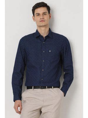 Buy Peter England Men Navy Blue Slim Fit Print Shirt (38) Online