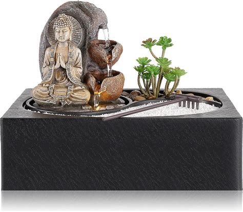Buy Tabletop Fountain Indoor, WICHEMI Tabletop Waterfall of Zen Garden ...