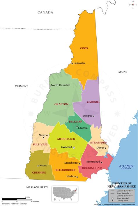 New Hampshire County Map