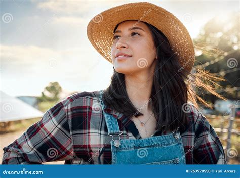 My Dream is To Become a Farmer. a Female Farmer Stand on a Farm. Stock Photo - Image of smiling ...