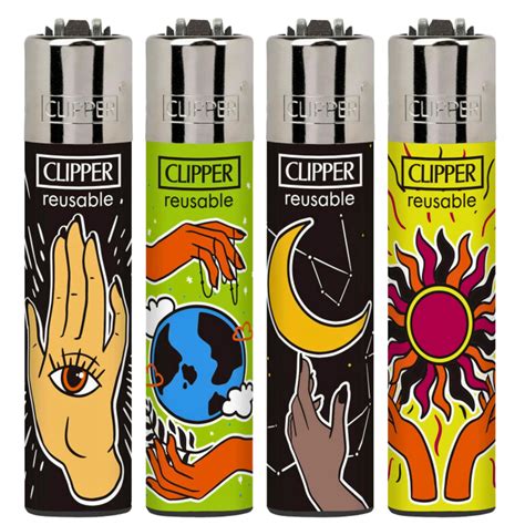 Zactly Set Of 4 Clipper Lighters Various Assorted Designs Regular ...