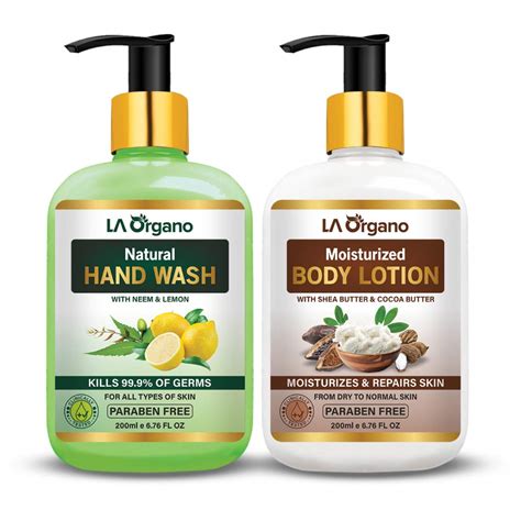 Buy LA Organo Natural Hand Wash With Body Moisturizer Skin Care Combo ...