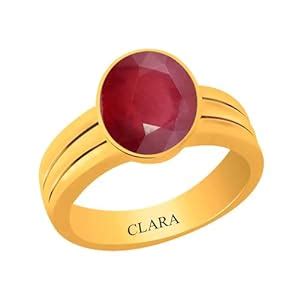 Clara Certified Ruby Manik 9.3 Carat or 10.25ratti Panchdhatu Astrology ...