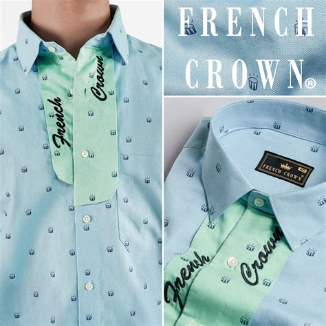 Carolina Blue with Downy Green Casual Prints Premium Cotton Embroidered ...