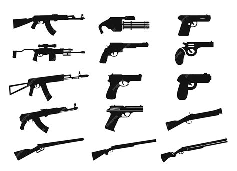Premium Vector | Gun silhouettes set. silhouette pistols, guns, rifles, submachines, revolvers ...