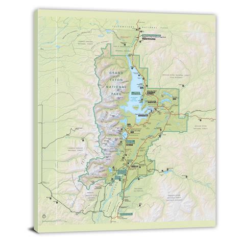 Grand Teton National Park Map, 2020 - Canvas Wrap