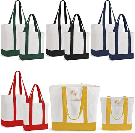 Amazon.com: TAOZIM 10Pack Canvas Tote Bag Bulk with Outer Pocket, 12oz ...