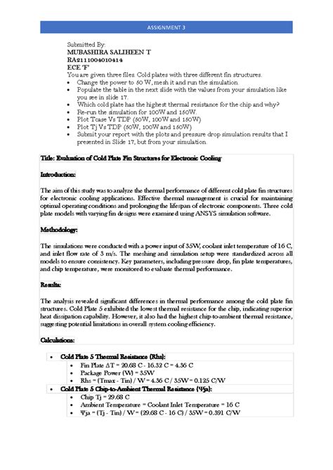 Evaluation of Cold Plate Fin Structures for ECE Capstone Assignment 3 ...