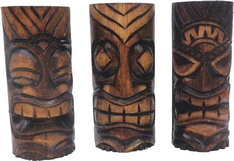 Chesapeake Bay Set of 3 Hand Carved Tiki Bar Totem Statues - 6 Inch ...