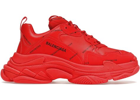 Balenciaga Triple S Allover Logo Red – Kicks Machine