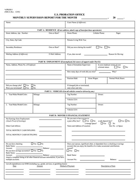2005 Form USPO PROB 8 Fill Online, Printable, Fillable, Blank - pdfFiller